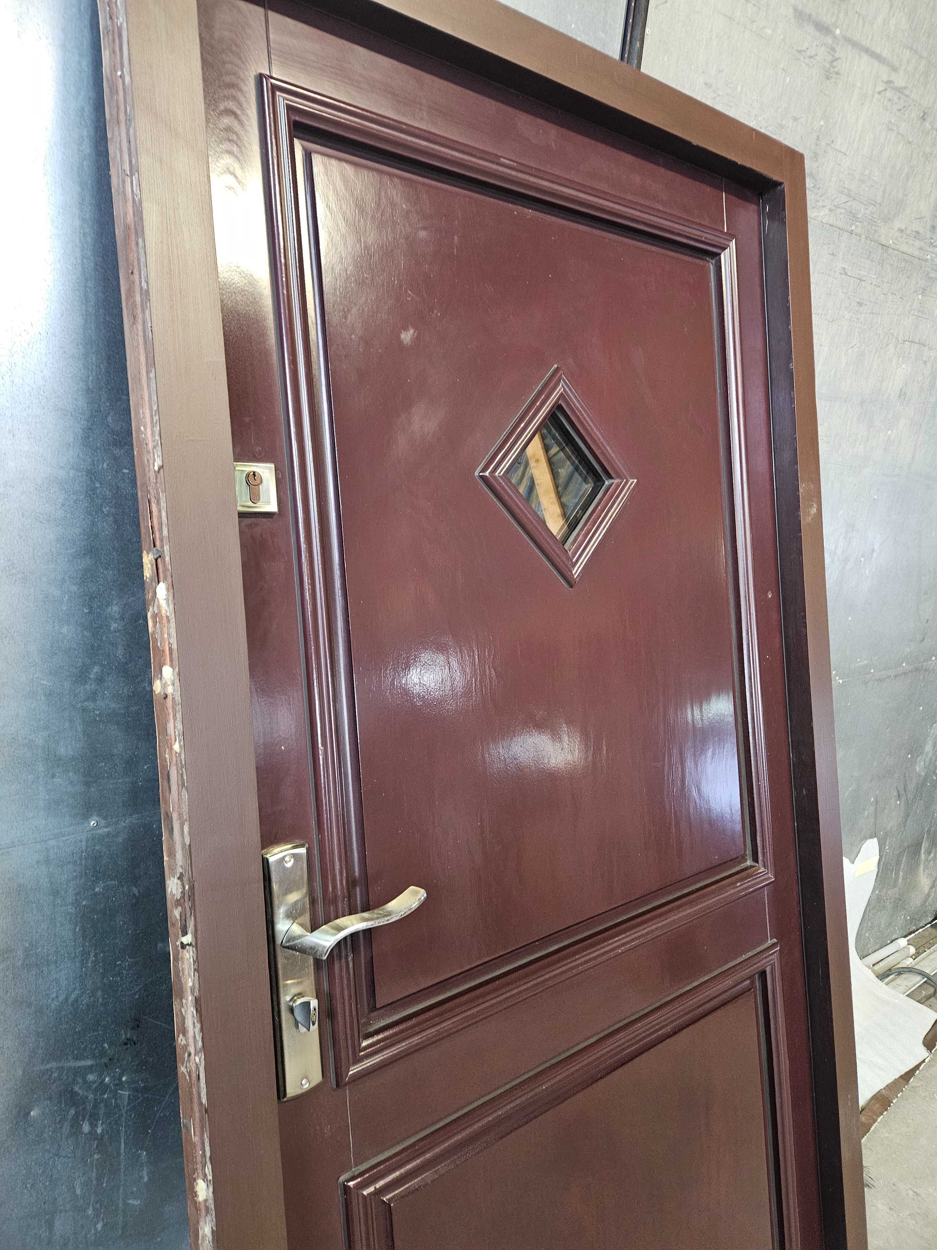 DRZWI Zewnętrzne Drewniane Sosnowe Wejściowe 111x211cm