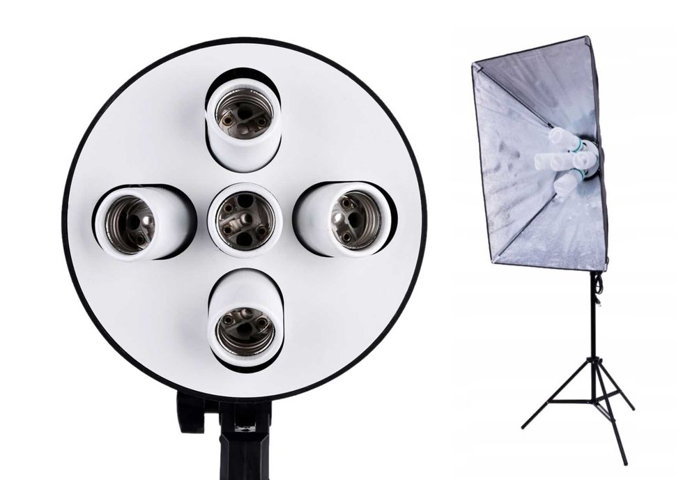 Zestaw 3 softboxów LENSSO - nowe 60x90 cm, na 5 żarówek.