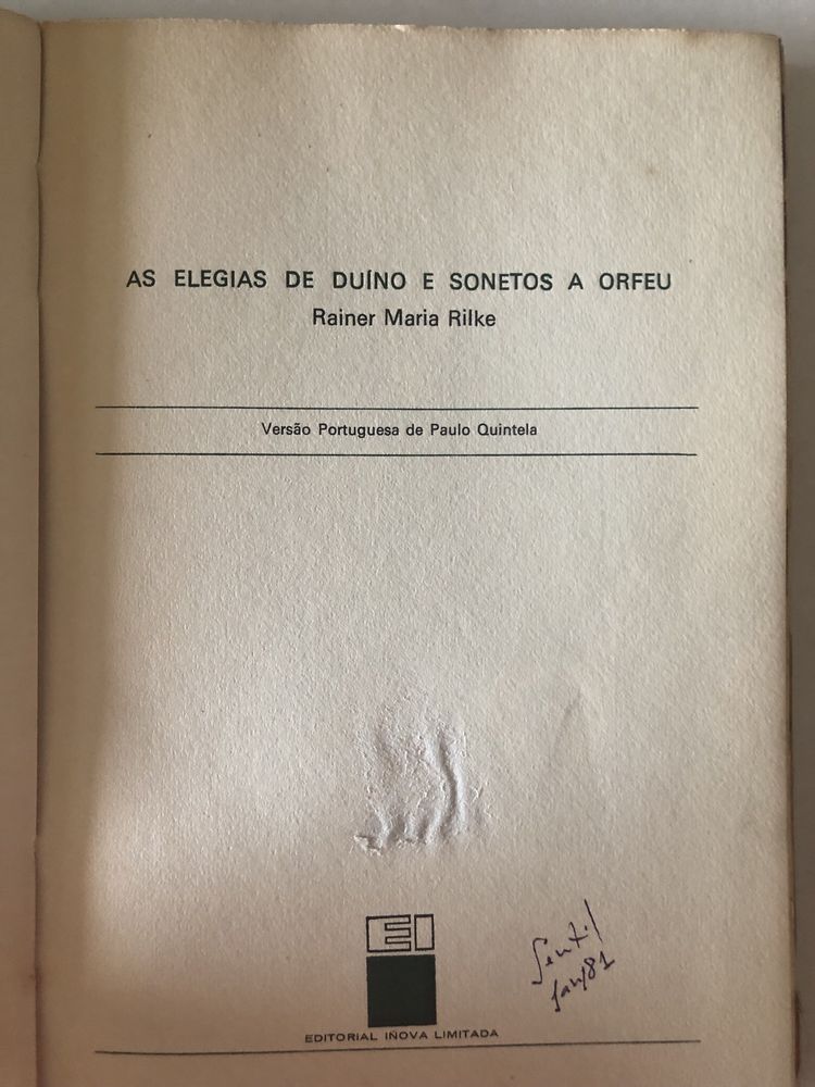 Livro- As Elegias De Duíno E Sonetos A Orfeu- Rainer M Rilke