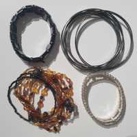 Zestaw bransoletek 4 szt sztuczna biżuteria cyrkonie koraliki metalowe