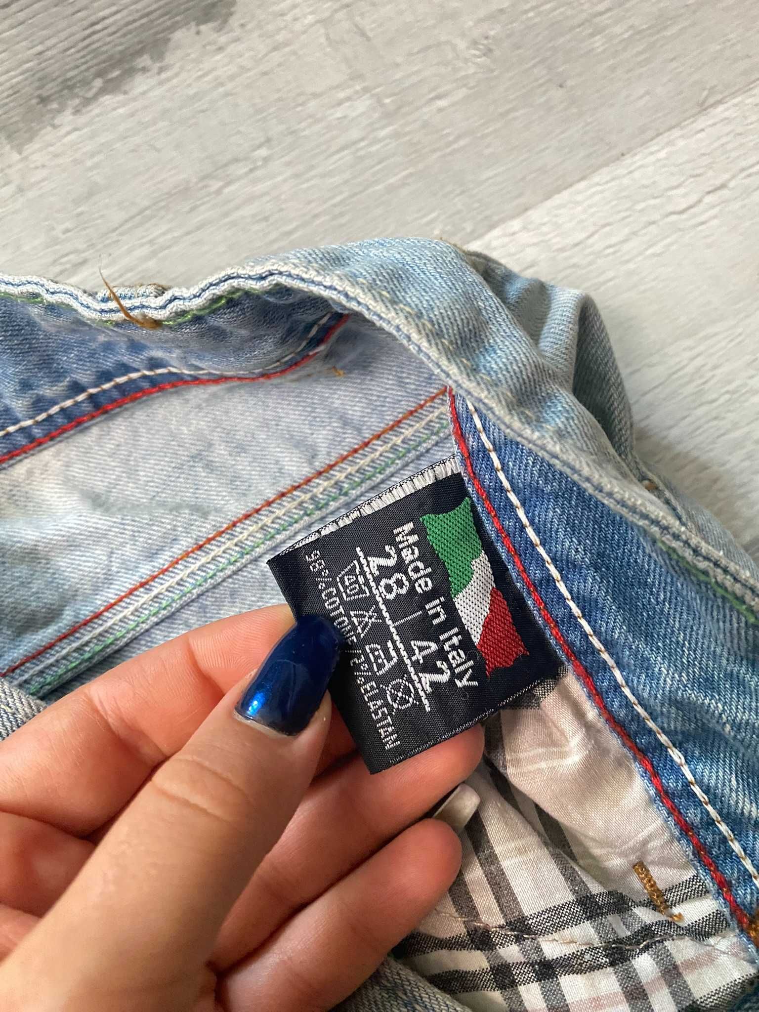 Spodnie jeansowe męskie z przetarciami dziurami proste straight M
