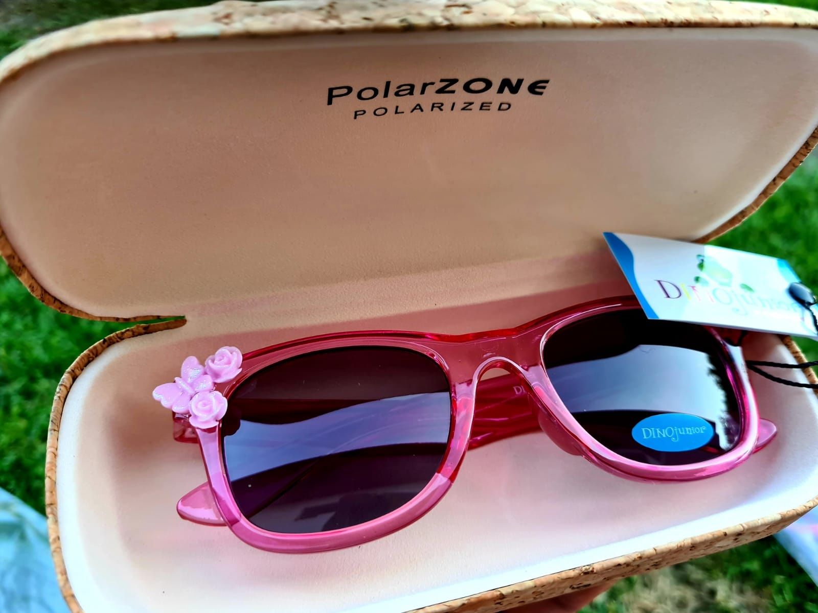 Nowe okulary przeciwsłoneczne dla dzieci różowe DinoJunior