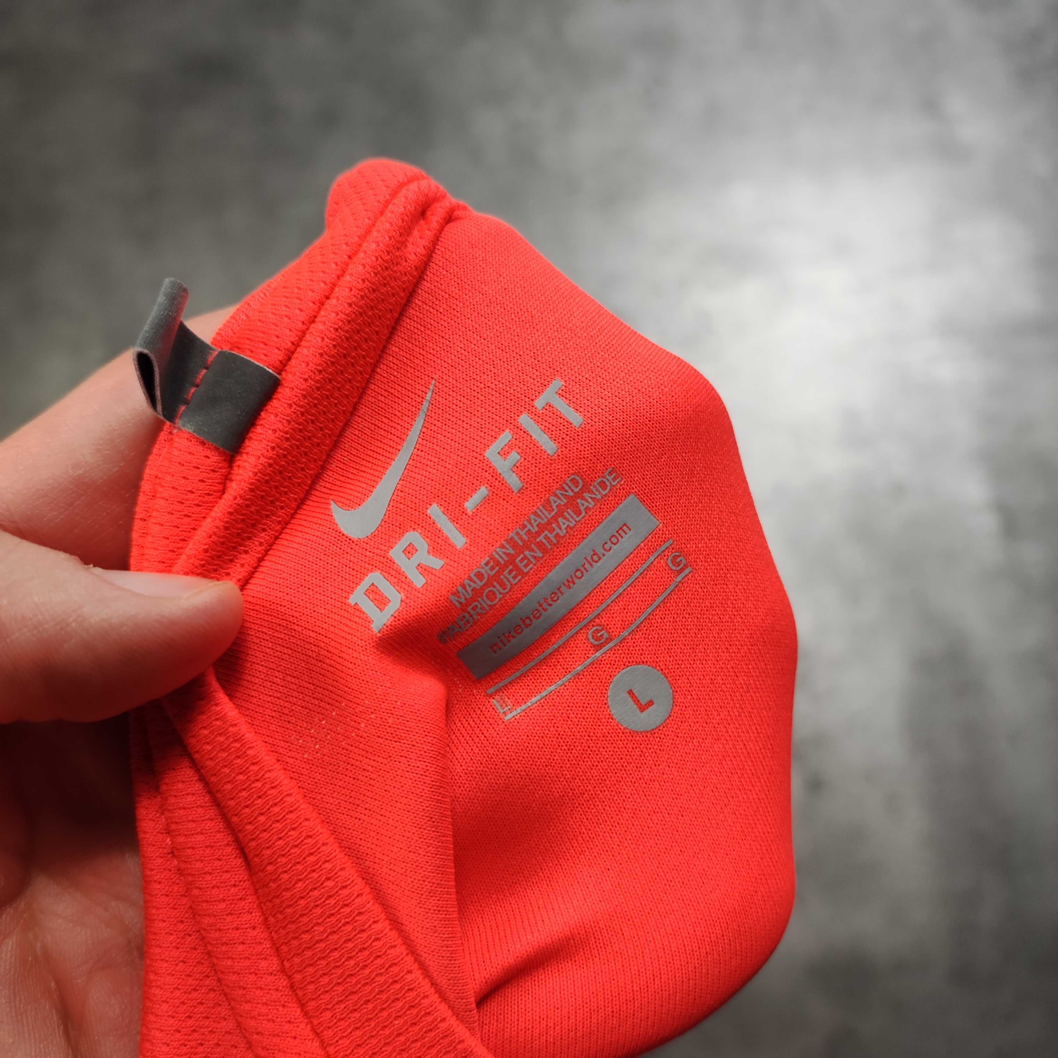MĘSKA Koszulka Długi Rękaw Neon Pomarańczowa Nike Sport Running Bieg