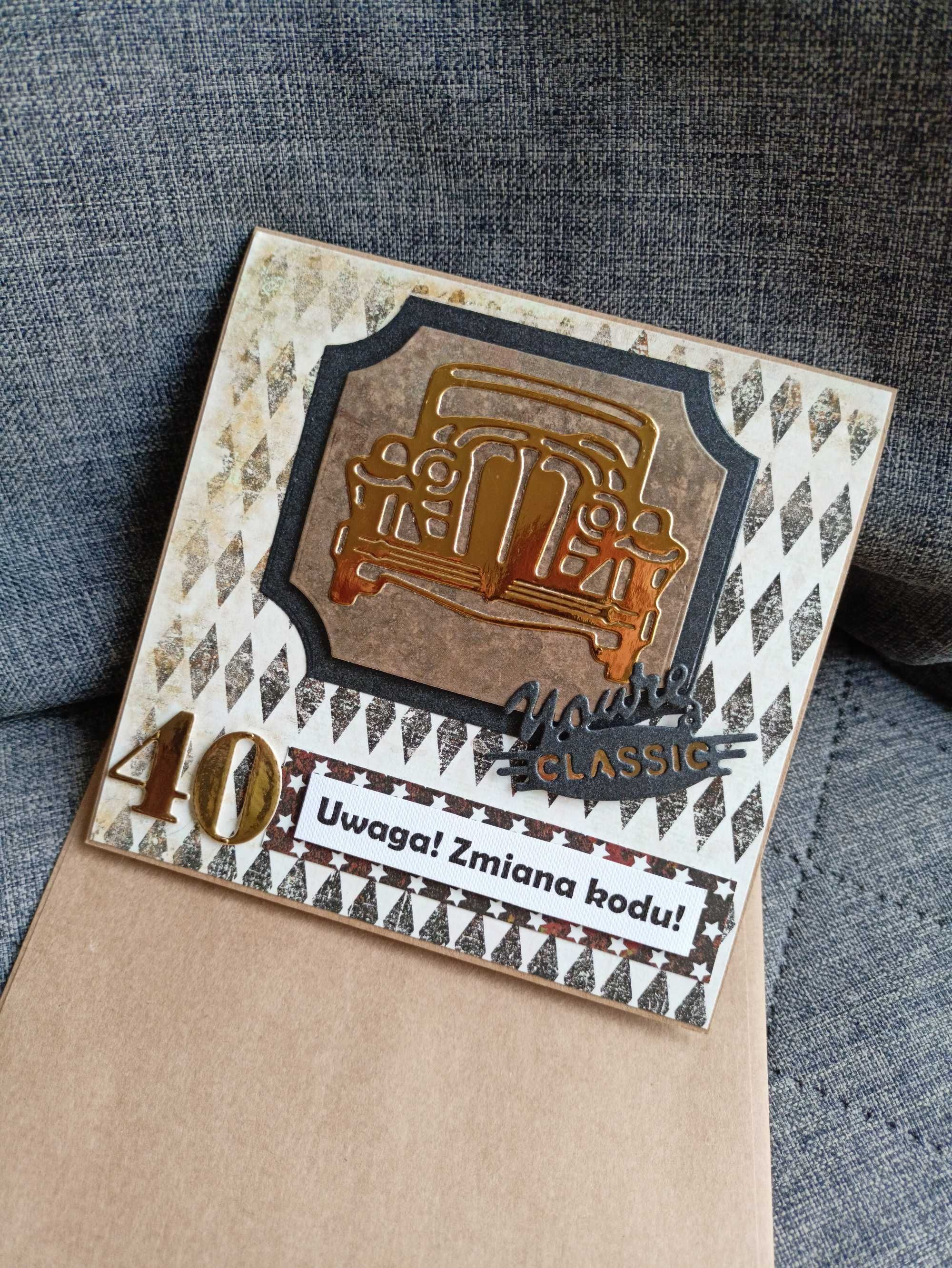 Kartka dla mężczyzny z okazji 40-tych urodzin z kopertą rękodzieło