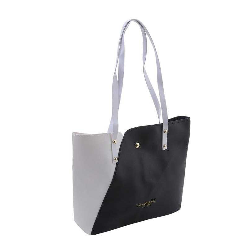 Женская черно-белая сумка - тоут сумка через плечо