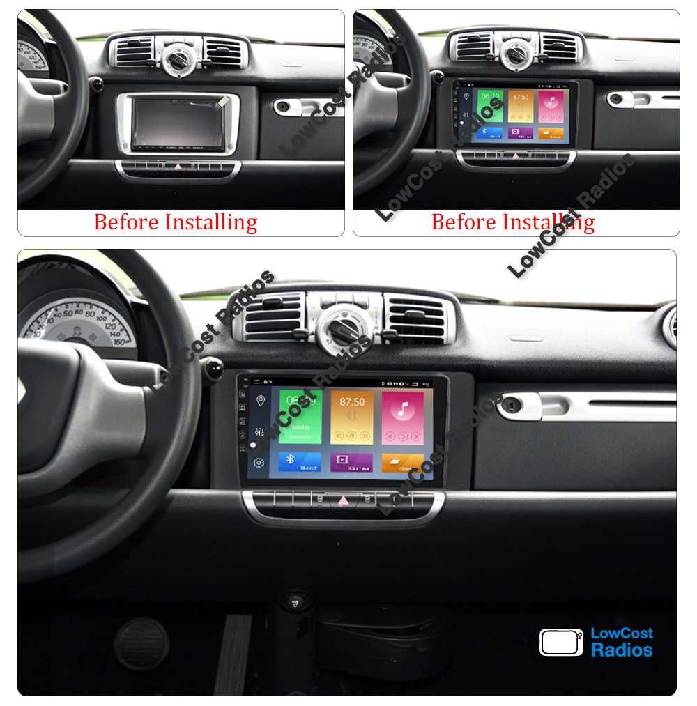 Auto Rádio 9' SMART 2010 a 2015 | GPS ANDROID Bluetooth USB APPS WIFI