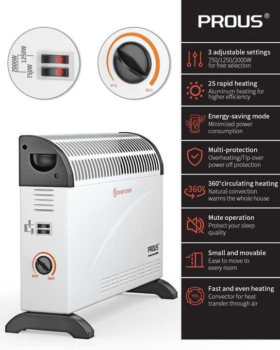 Termowentylator PROUS 2000 W biały