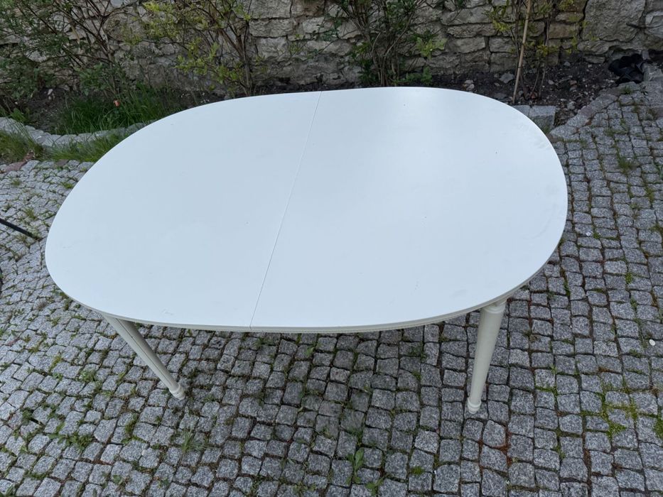 Stół owalny biały styl prowansalski zdobiony rozkładany Ludwikowski