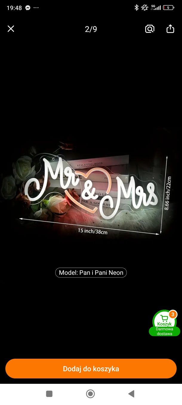 Napis led pan i pani mr&mrs