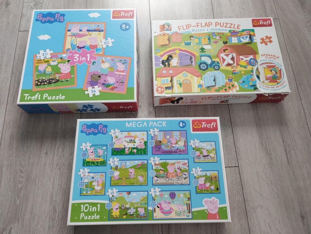Puzzle Peppa Pig 10w1, 3w1, Flip-Flap, Trefl