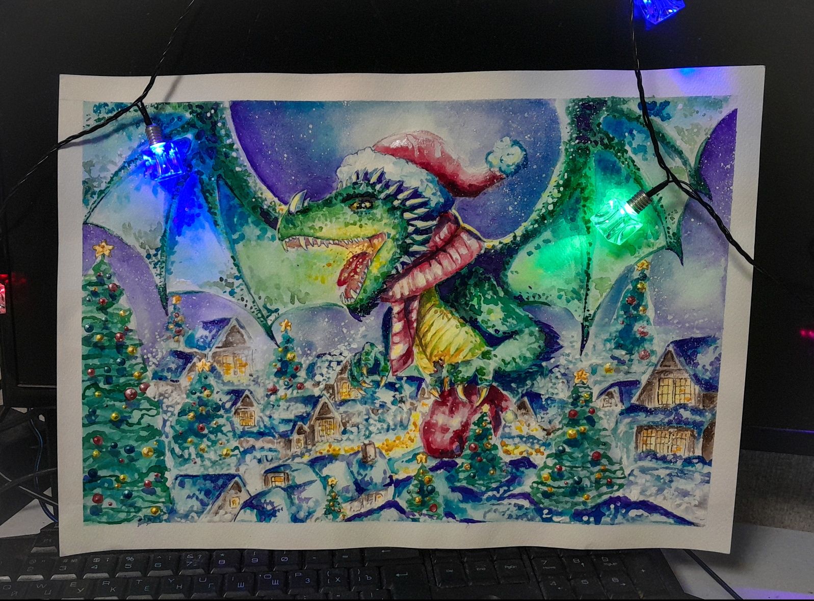Картина новорічна з драконом