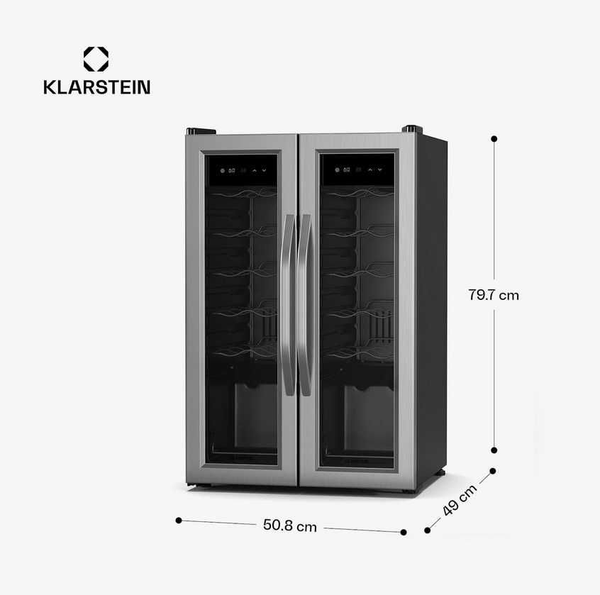 Lodówka do wina, winiarka dwustrefowa 24 But. Klarstein S-114