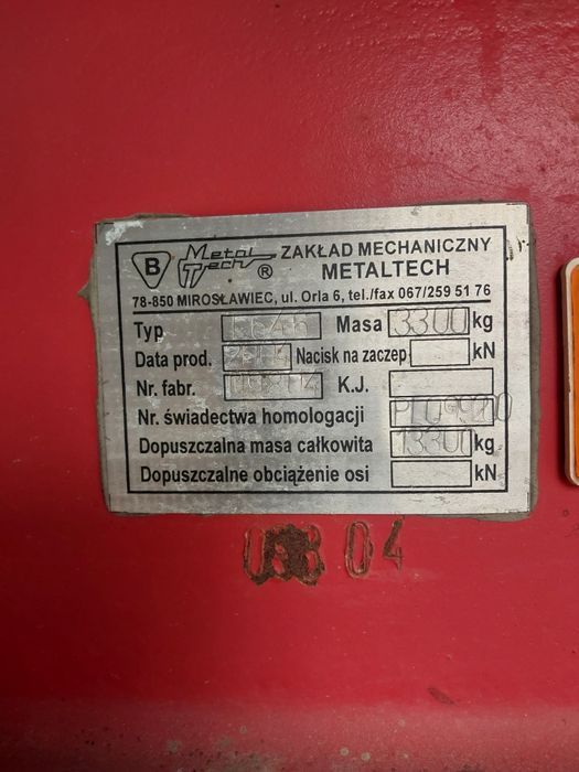 Przyczepa metal tech tandem 10t nie joskin, pronar, wielton