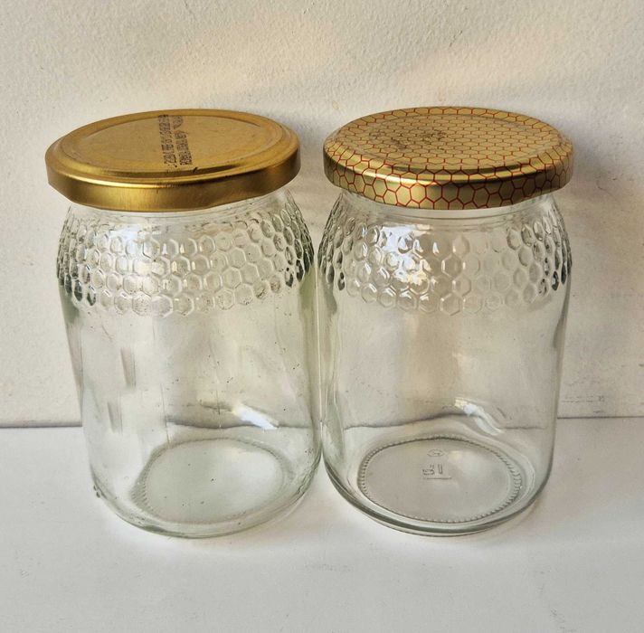 Frascos herméticos de vidro de 500kg de mel com tampa dourada