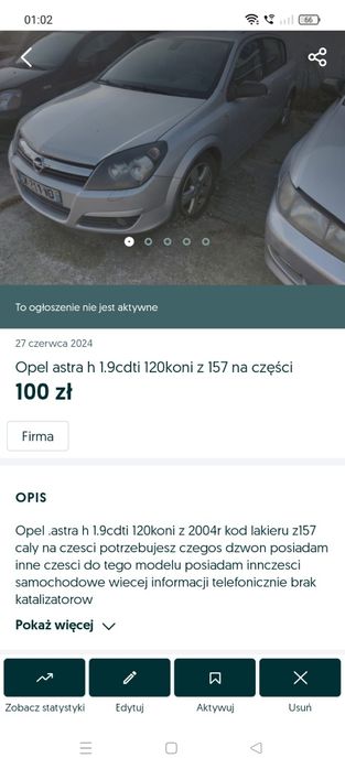 Opel astra h 1.9 cdti części