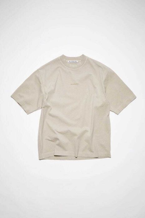 Футболка Acne Studios Logo cotton jersey T-shirt Oyster Grey