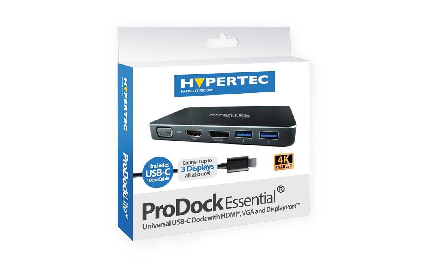 Hypertec HUB stacja USB-C 4K HDMI VGA DisplayPort + Zasilacz 60W