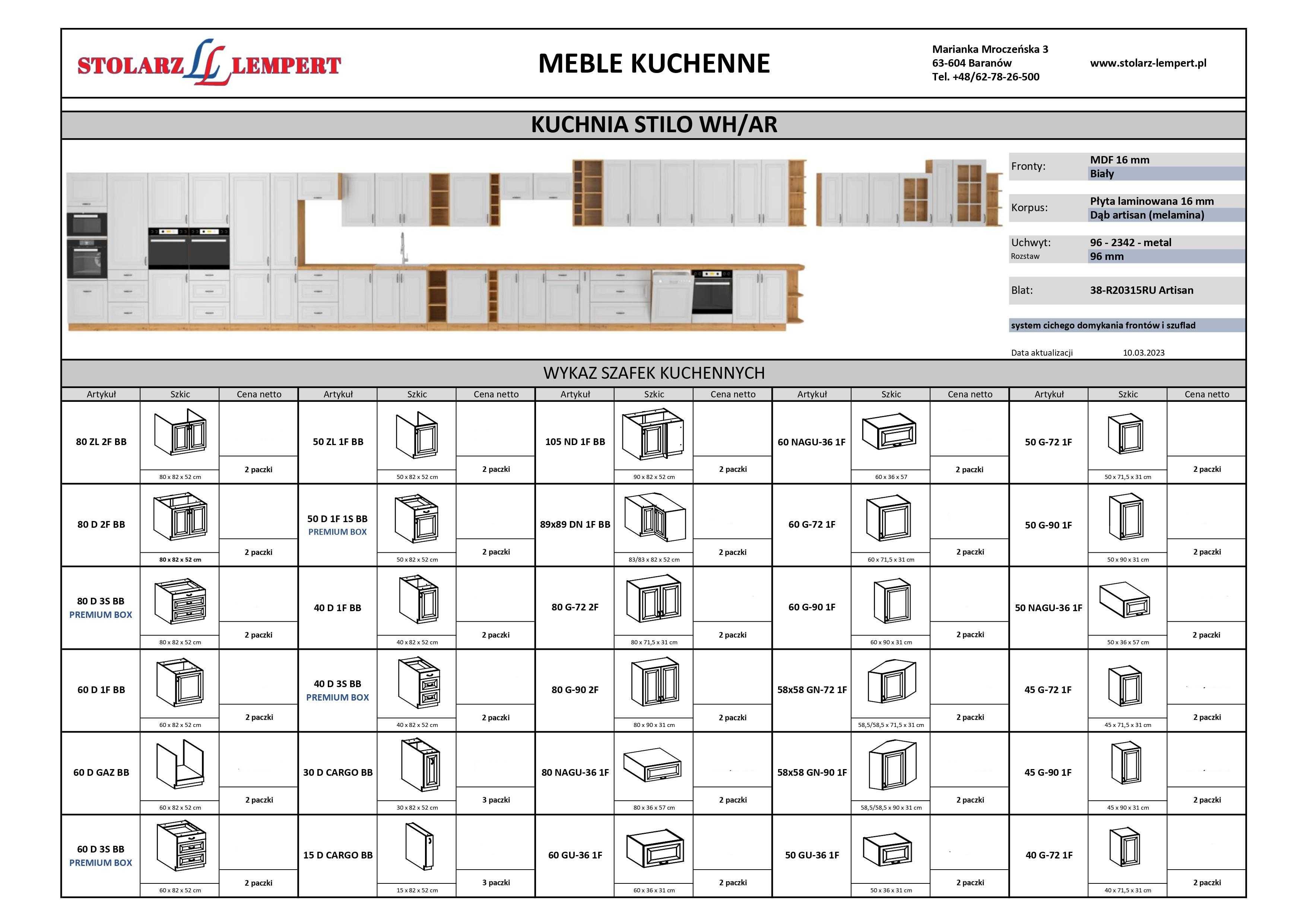 Meble Szafki Kuchenne Stilo Grafit/Artisan Narożne Projekt Gratis