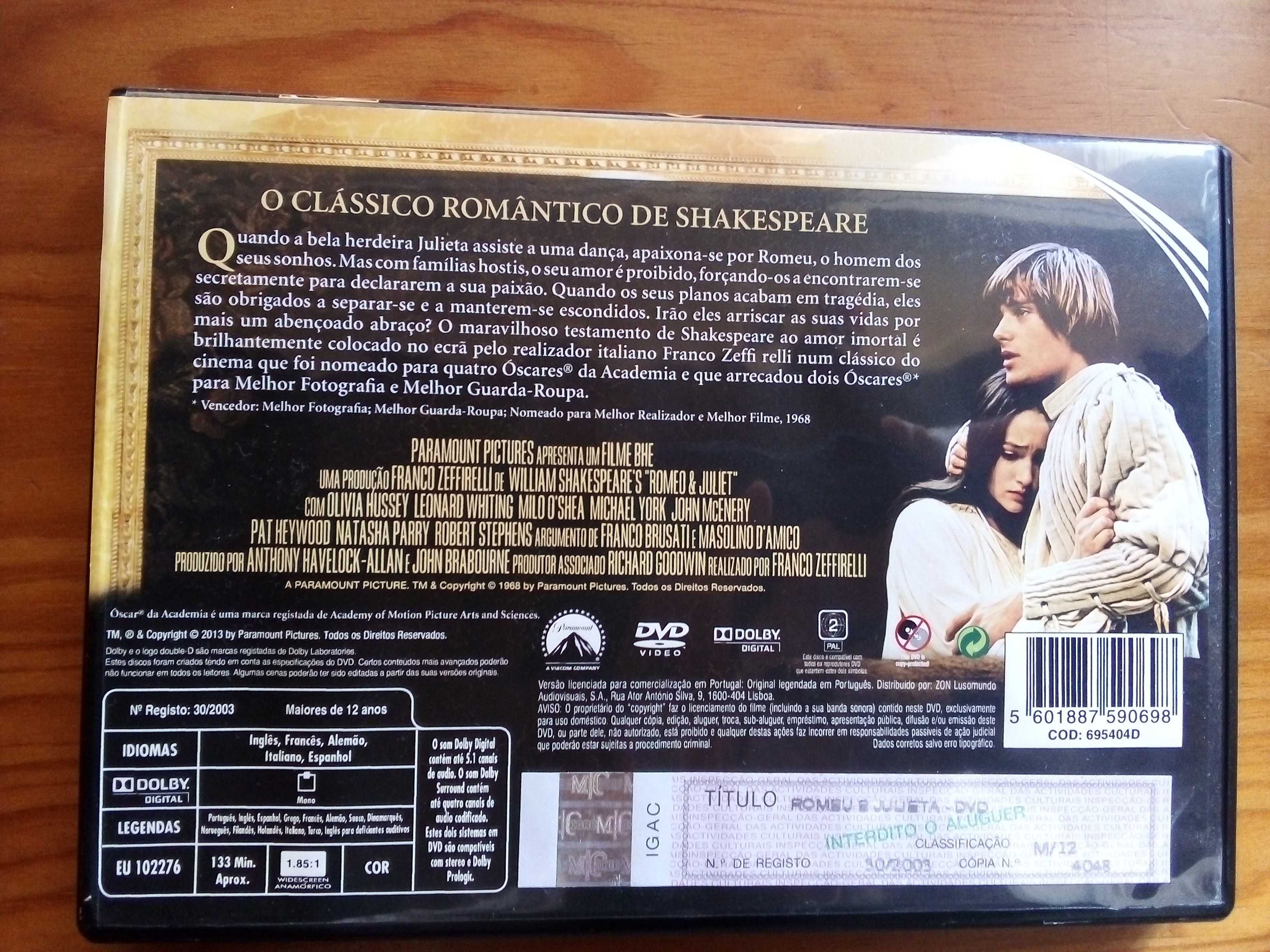 Romeu & Julieta Franco Zeffirelli Wide-screen som DolbyDigital