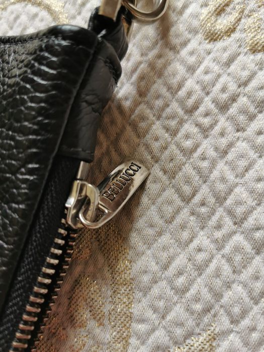 Torebka skórzana skóra naturalna Bellucci na ramię listonoszka czarna