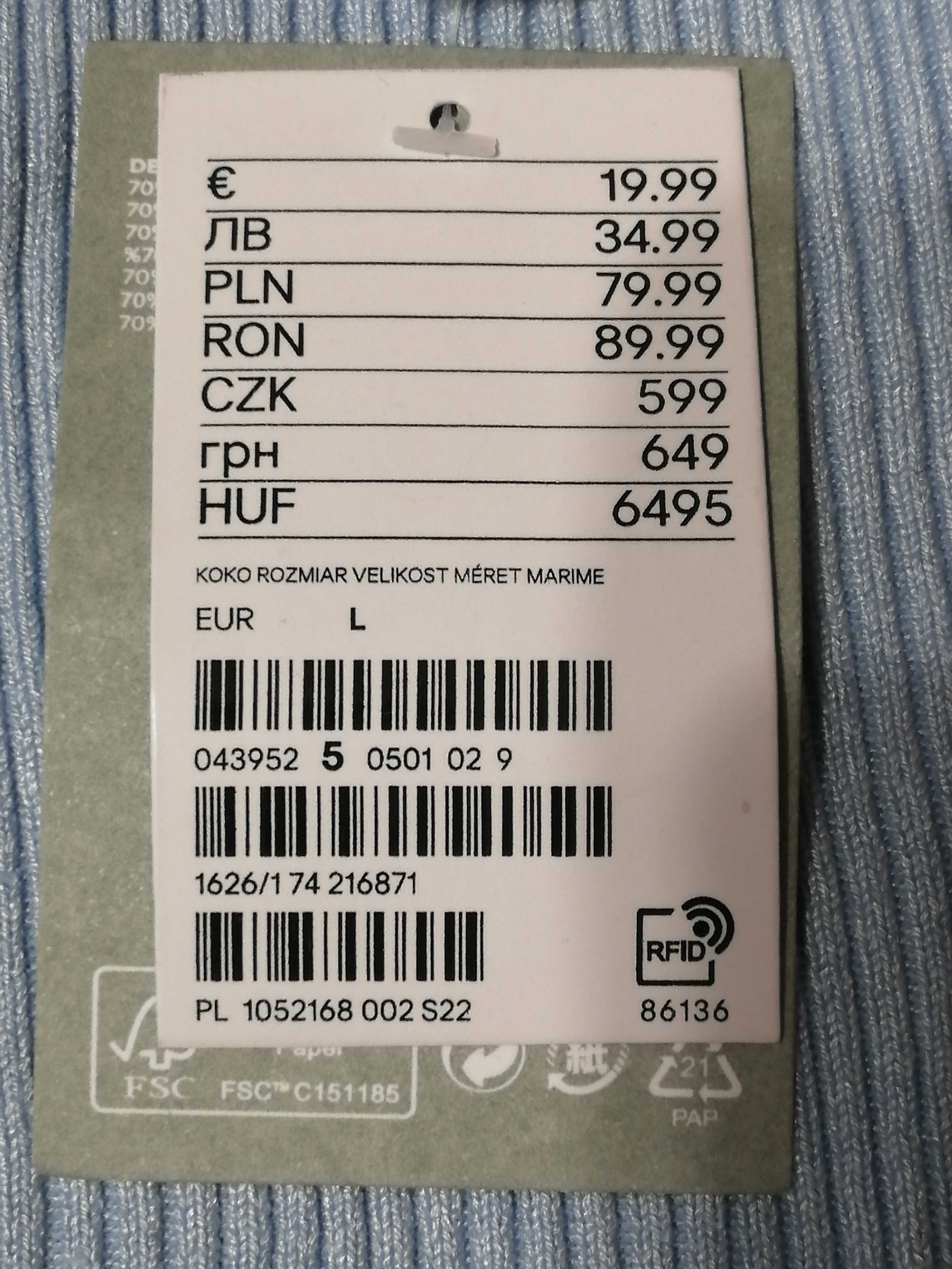 Sweter damski, bluzka, dekolt, H&M, nowa z metką, niebieska