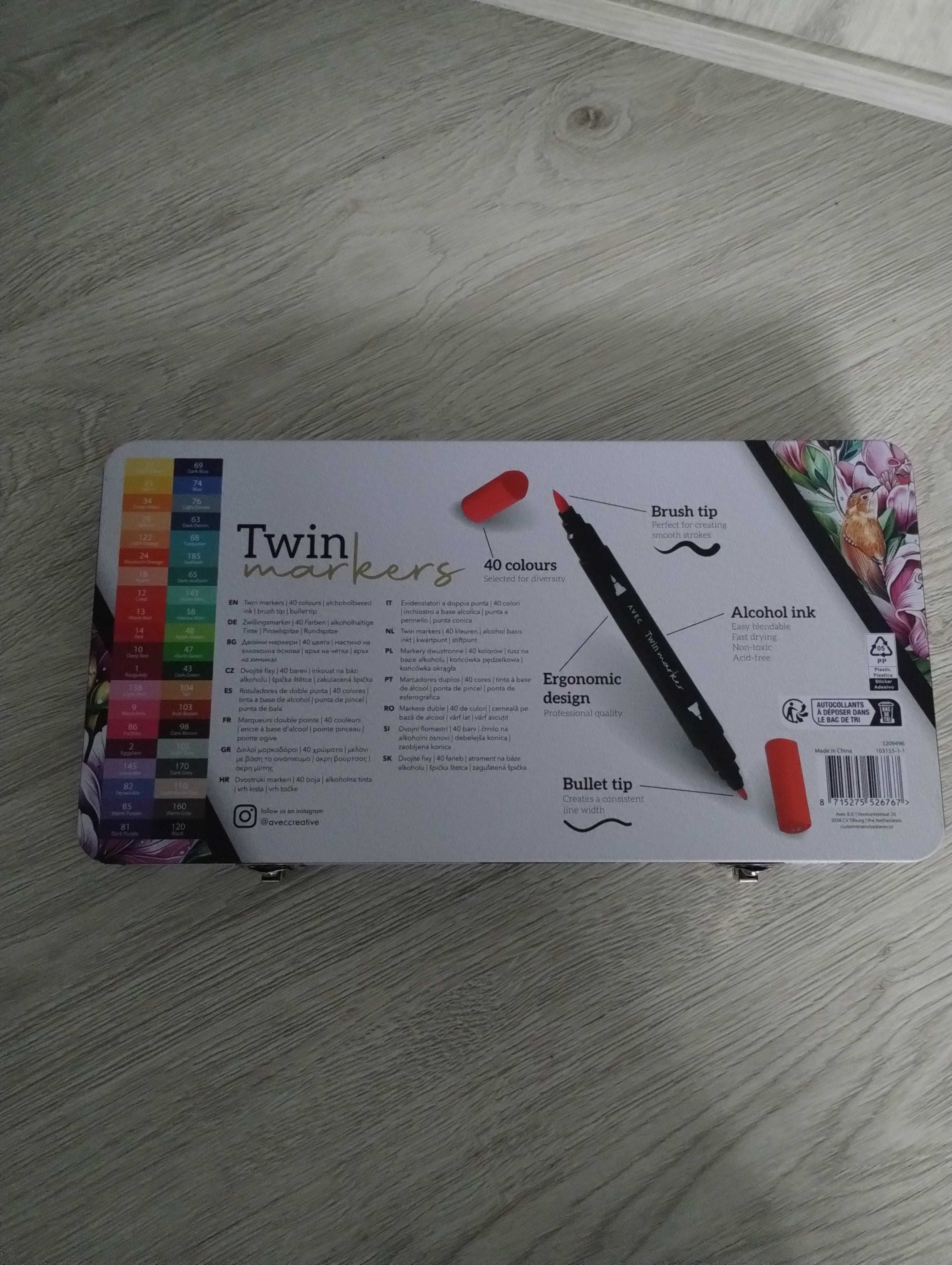 markery, flamastry, pisaki TwinMarker podwójne 40szt alkoholowe Nowe