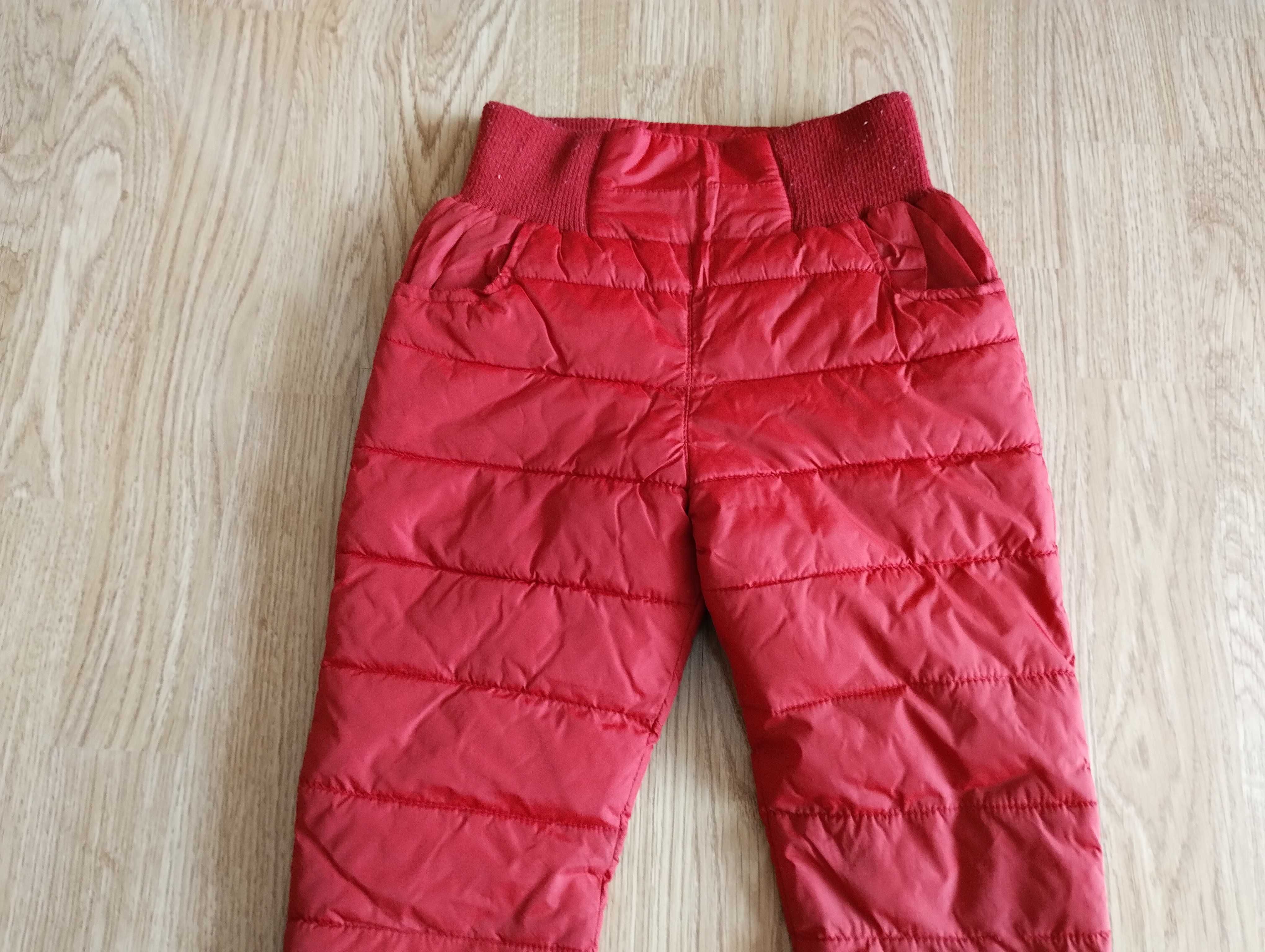 Spodnie zimowe ocieplane na śnieg,wodoodporne czerwone 110 cm