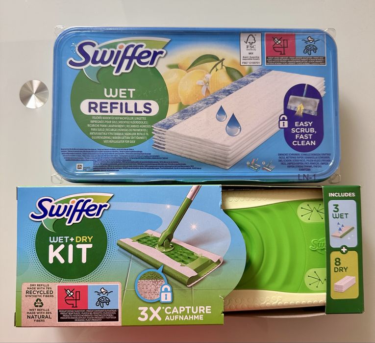 Swiffer швабра для миття підлоги.Swiffer вологі та сухі серветки