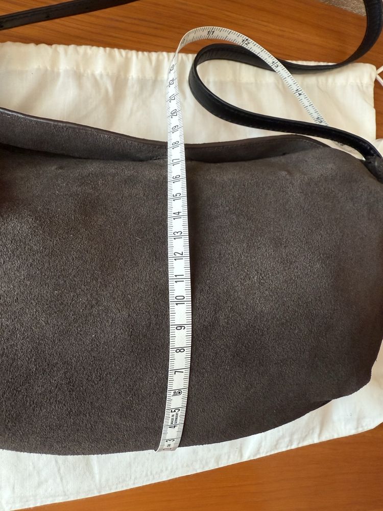 Шкіряна сумка на плече із замші від massimo dutti, коричнева
