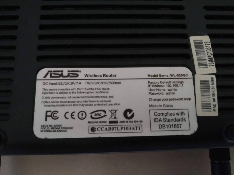 Router Asus wl-520gc