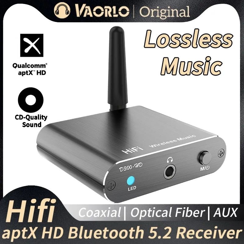 Музыкальный ресивер aptX-HD, Bluetooth 5.2. Адаптер AUX, Toslink.
