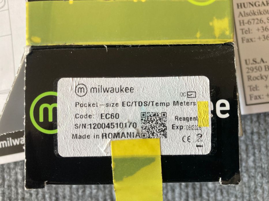 Milwaukee EC60 PRO miernik tester przewodności EC konduktometr TDS/EC