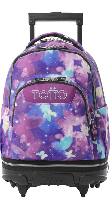 Mochila Totto com rodas removíveis. Estampado Star Butterfly
