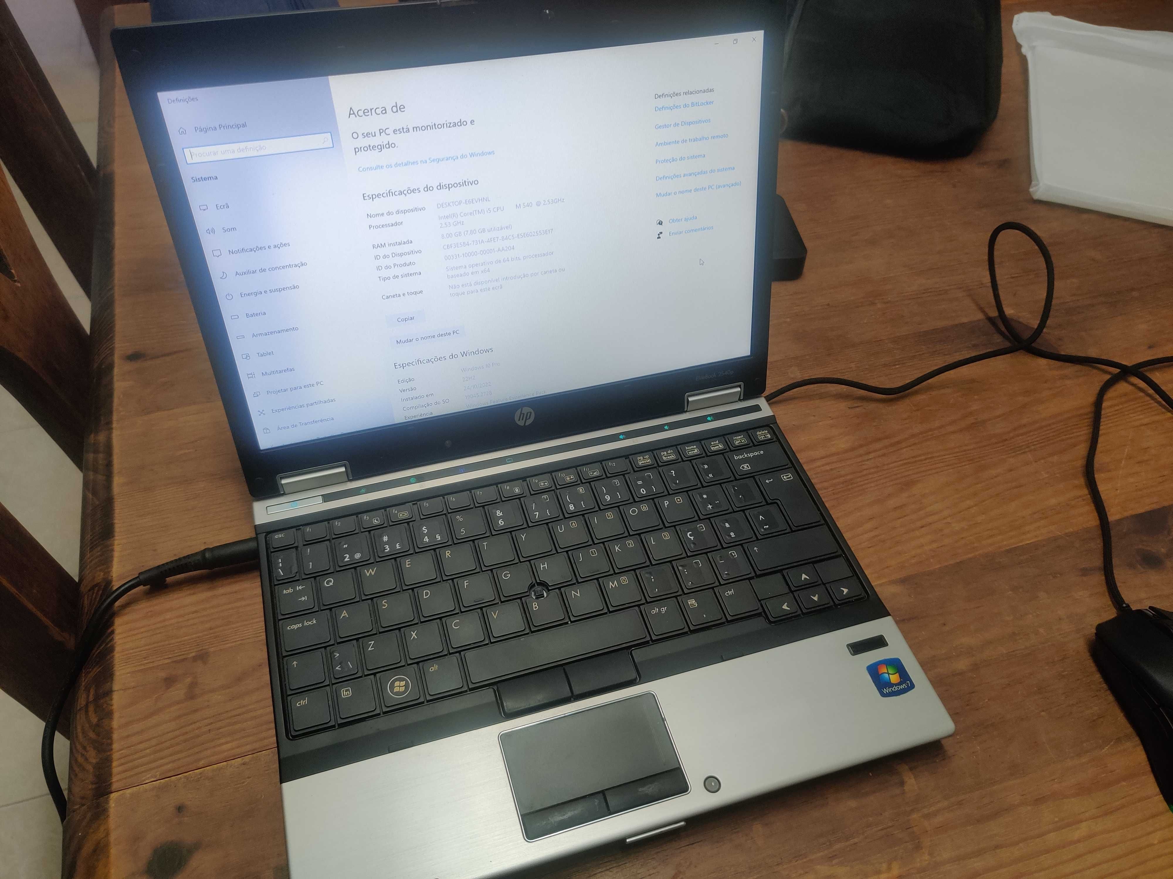 PC portátil HP - EliteBook 2540p 8GB - SSD 512GB
