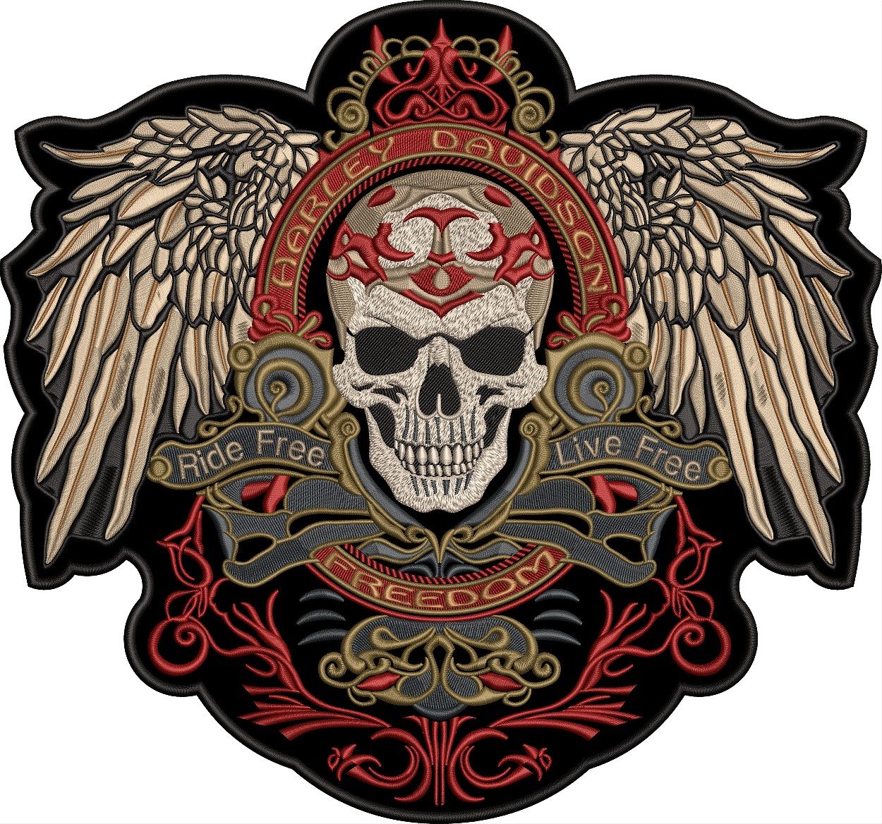 Патч Нашивка HARLEY-DAVIDSON Велика Череп крила мото на куртку