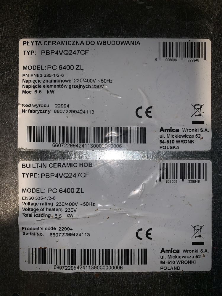 Amica płyta ceramiczna
