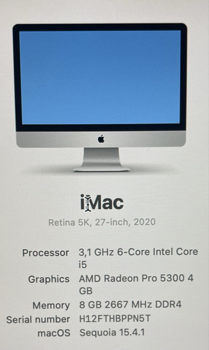 Apple iMac Retina 5k, 27-inch, 2020