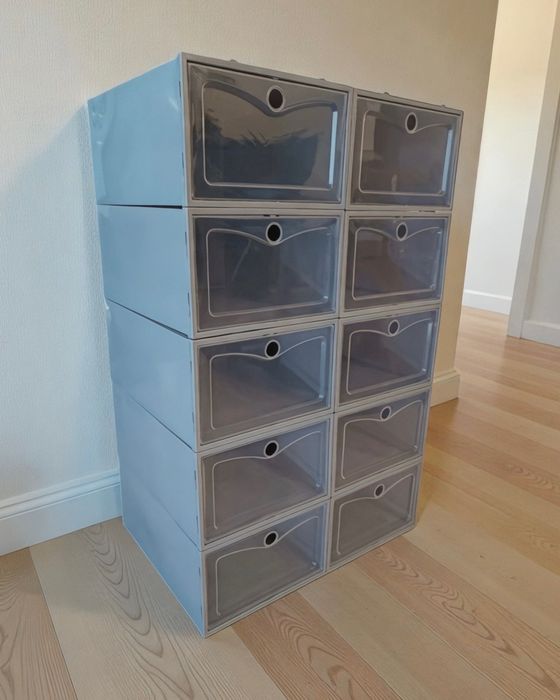 Pudełka na buty 10 składane pojemniki box z klapką organizer na obuwie