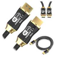 Kabel przewód HDMI 2.1  1.5 m  8k 60hz 4k 120hz HQ gold  High Speed 48