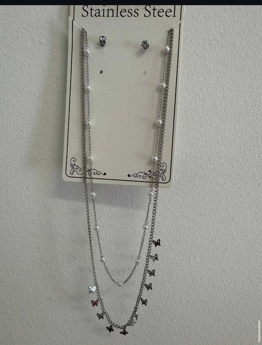 Fio prateado pérola borboleta