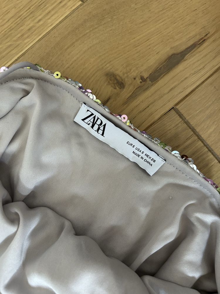 Midi / długa sukienka cekinowa Zara, halter