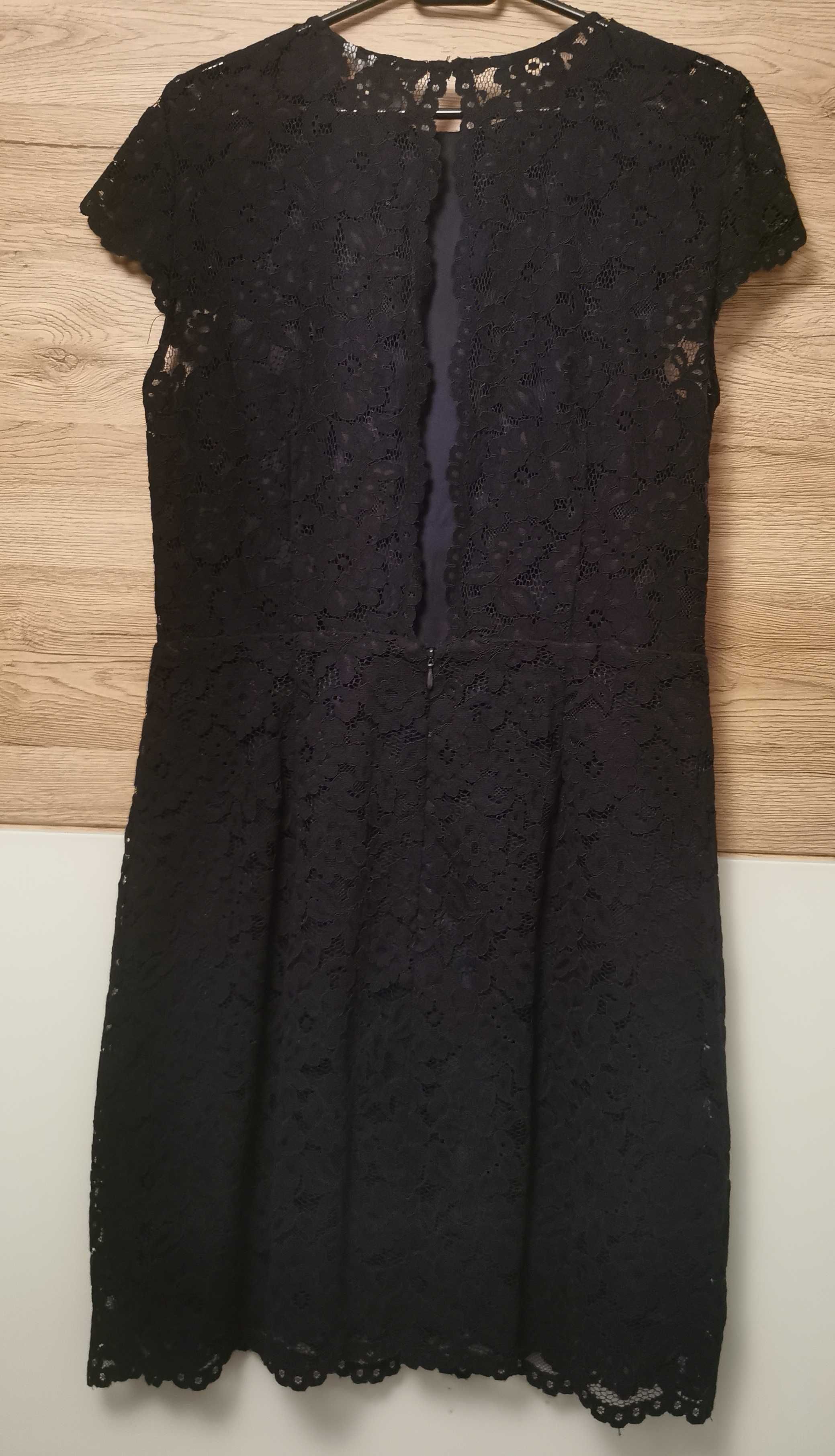 Sukienka koronkowa H&m granatowa L