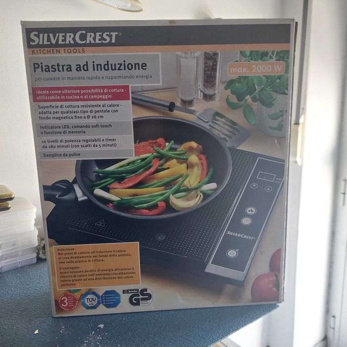 Placa de indução Silvercrest 2000W em caixa com manuais e tudo OK
