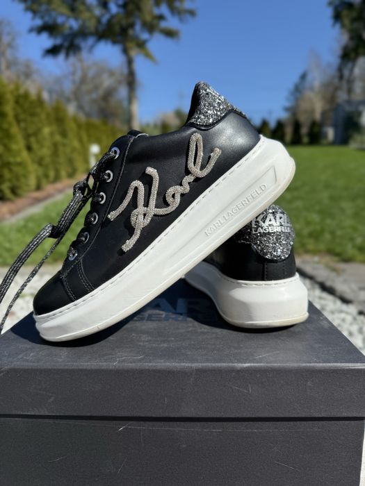 Buty/sneakersy Karl Lagerfeld z mieniącym się połyskującym napisem