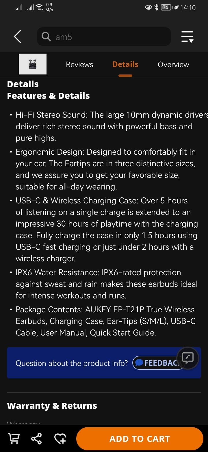 акция! нові ! AUKEY IPX6 Earbuds Bluetooth наушники блютус EP-T21P