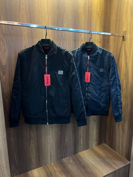 Куртка бомбер Hugo чоловіча чорна, куртка бомбер хюго чоловіча чорна