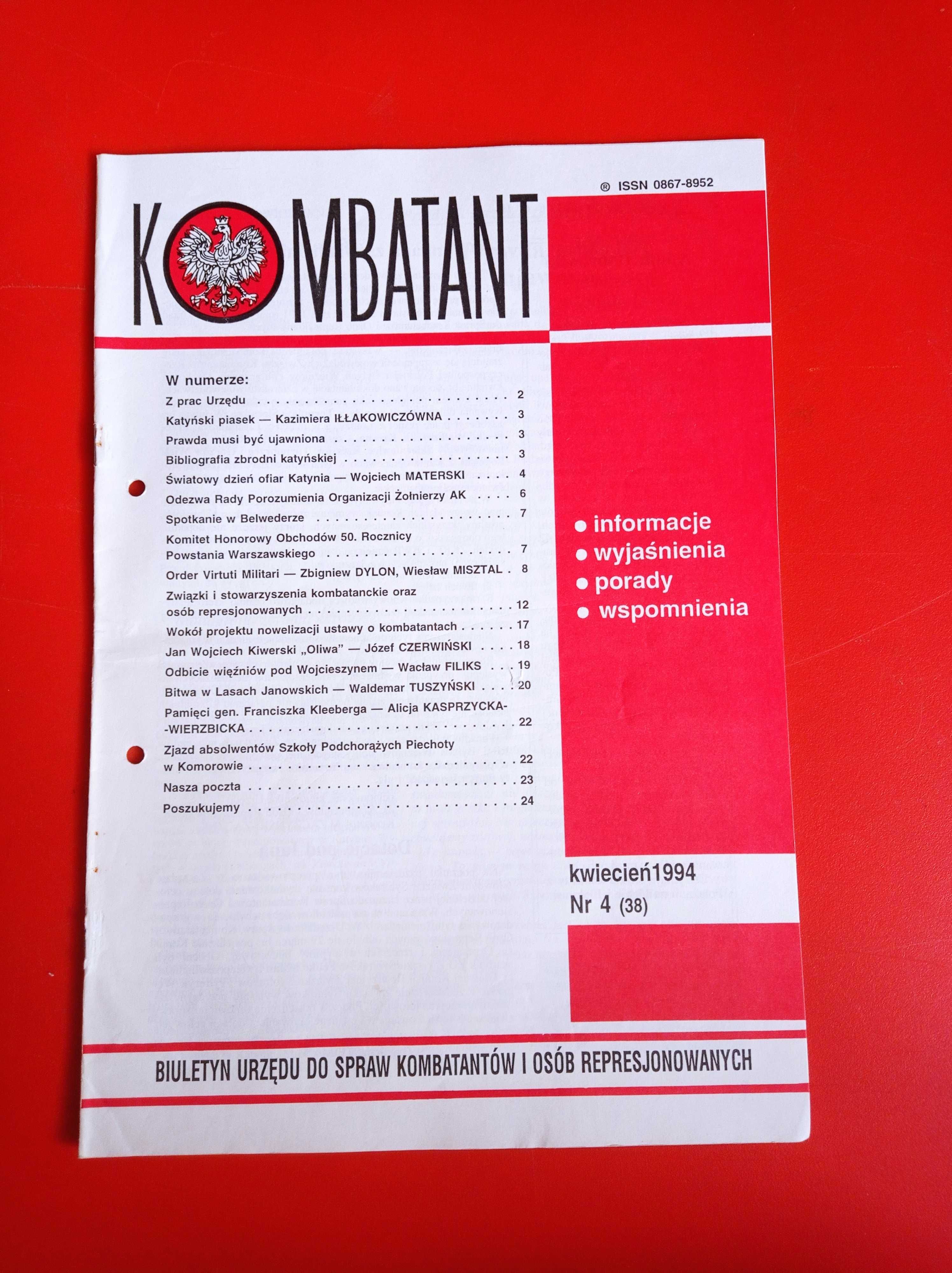 Kombatant, biuletyn, nr 4/1994, kwiecień 1994