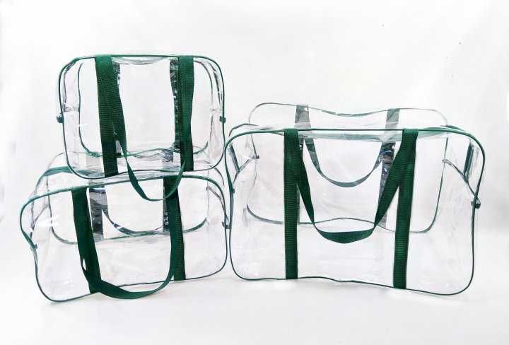 Набір з 3 прозорих сумок в пологовий  EcoNova Light різні кольори
