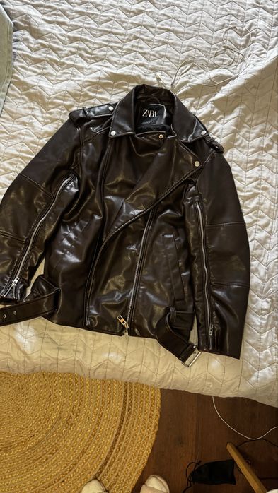 Куртка косуха шкірянка довга Zara