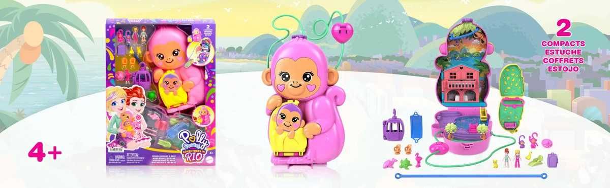 Nowa Mattel Polly Pocket Adventures in Rio Monkey Baby Prezent Dziecka